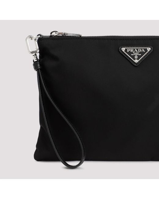 Prada Black Sleek Mini Pouch Handbag for men