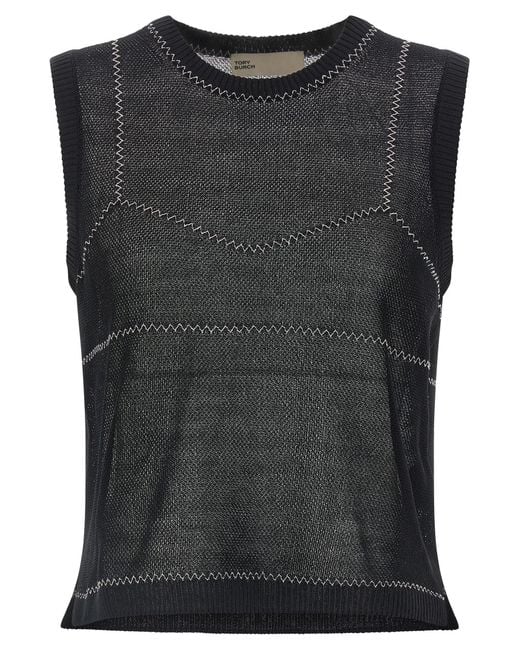 Tory Burch Black Mesh Top