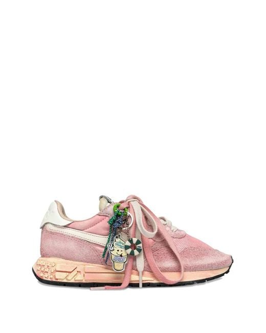 Autry Pink Charm-Detail Sneakers