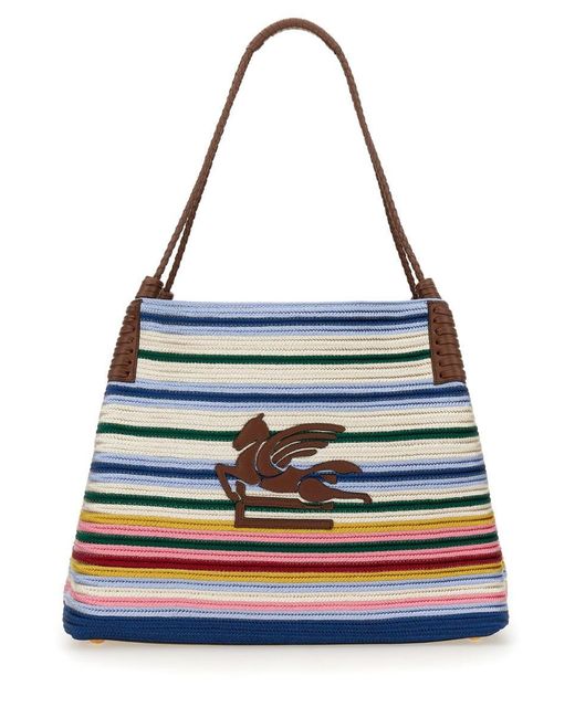 Etro Blue Medium Libra Tote Bag