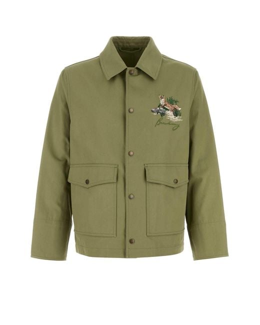 Burberry Green Cotton Jacket for men