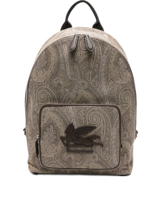 Etro Gray Backpack Arnica Jacquard for men