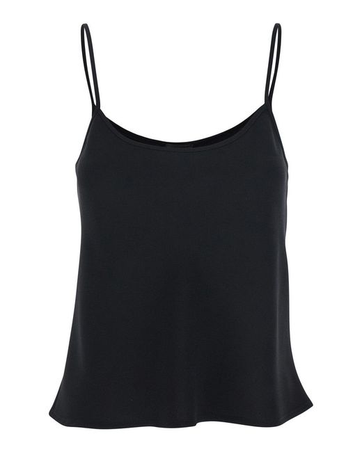 Women's Black Satin Spaghetti Strap Top