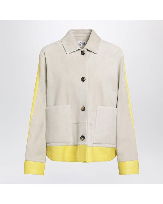 Loewe Natural Light Suede Jacket With Contrasting Inserts