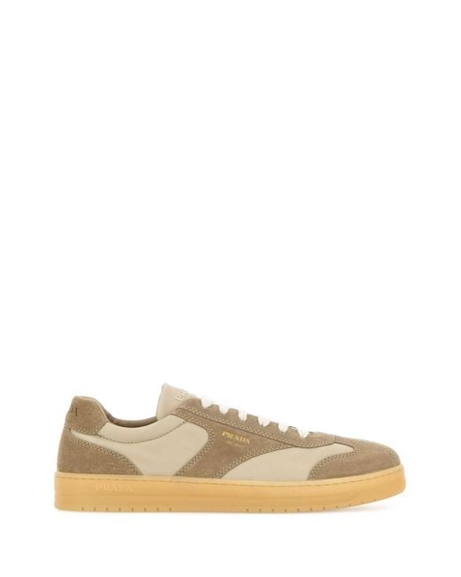 Prada Brown Suede E Re-Nylon Sneakers for men