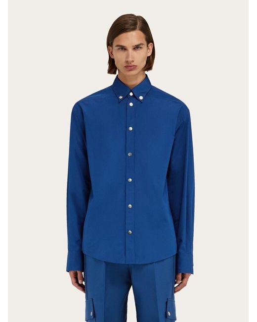 Ferragamo Blue Button Down Shirt for men
