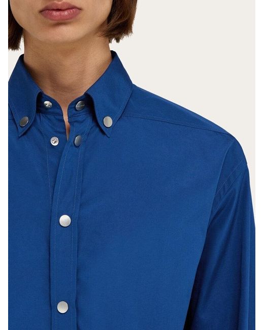 Ferragamo Blue Button Down Shirt for men