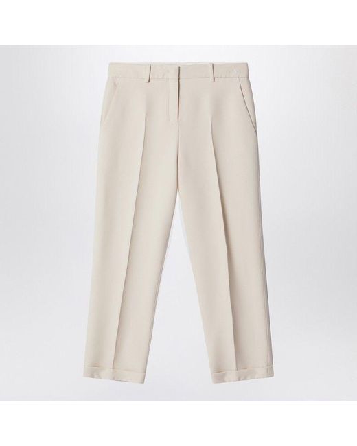 Fendi Natural Cream Wool And Silk Trousers
