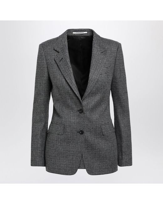 Tagliatore Black Singlebreasted Anthracite Jacket With Houndstooth Pattern for men