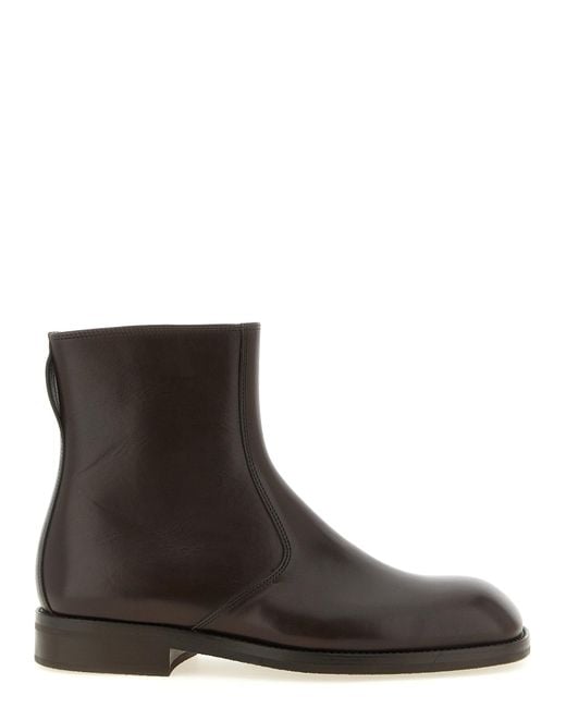 Lemaire Brown Zip Ankle Boots for men