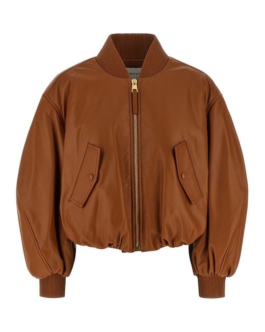 Givenchy Brown Cropped Bomber Jacket