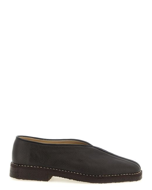 Lemaire Black 'Piped Crepe' Slippers
