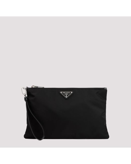 Prada Black Sleek Mini Pouch Handbag for men