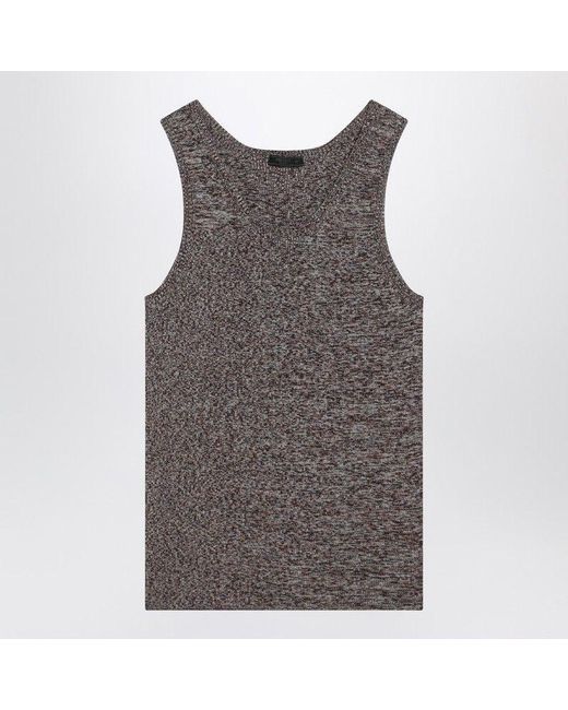 Prada Gray Ribbed Tank Top With/ Pattern for men