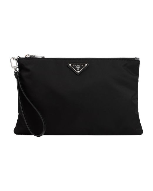 Prada Black Sleek Mini Pouch Handbag for men