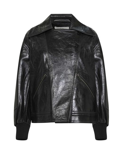 Co. Black Leather Oversized Bomber Jacket