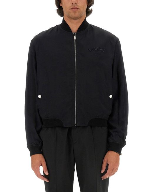 Versace Black Reversible Baroque Sea Jacket for men
