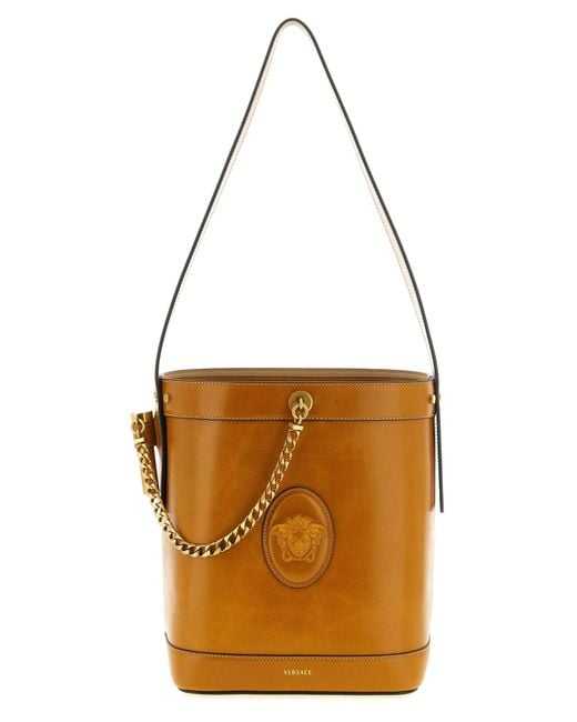 Versace Brown 'Pivot' Small Bucket Bag