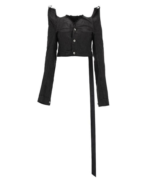 Rick Owens Black Solid V Neck Jacket