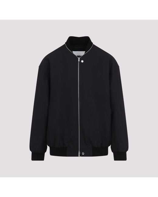 Jil Sander Black Bomber Jacket With Ribbed Cuffs for men