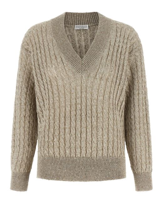 Brunello Cucinelli Gray Micro Sequin Sweater