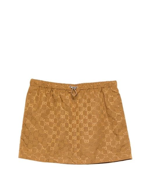 Gucci Natural Mini Skirt Gg With Elasticated Waistband