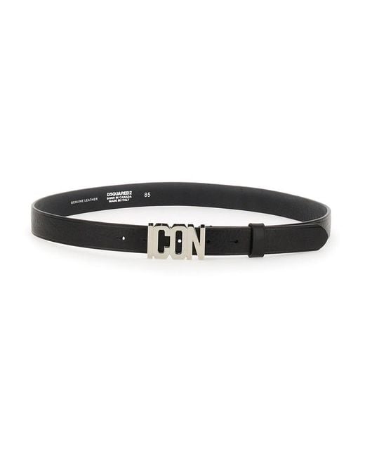 DSquared² Black Leather Belt