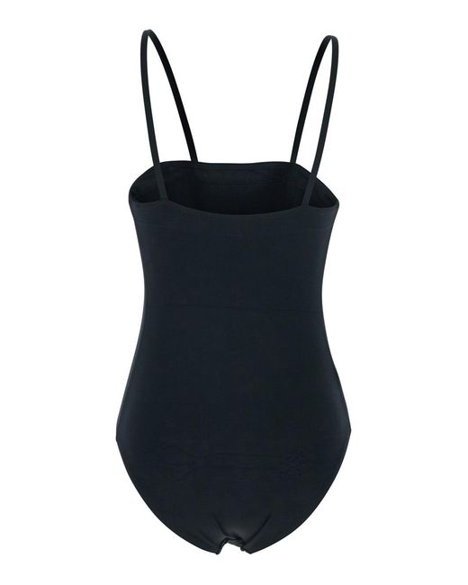 Eres Black One-Piece Swimsuit 'Aquarelle' With Thin Straps And Square Neckline
