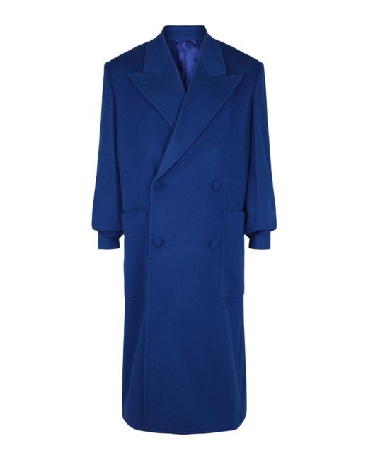 Givenchy Blue Oversized Wool Blend Long Coat