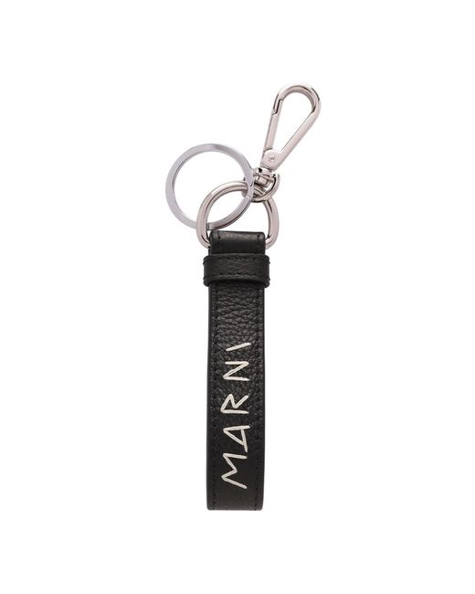 Women's Black Calf Leather Keychain