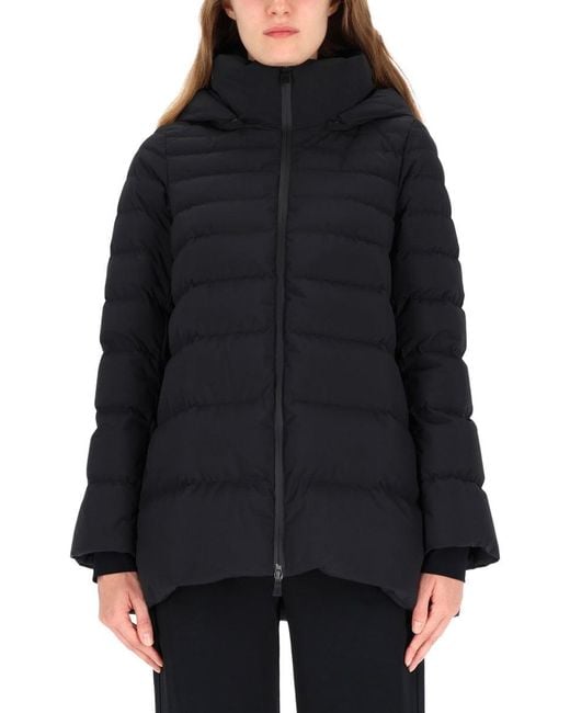 Women's Black Quilted Sports Jacket With High Collar And Hood