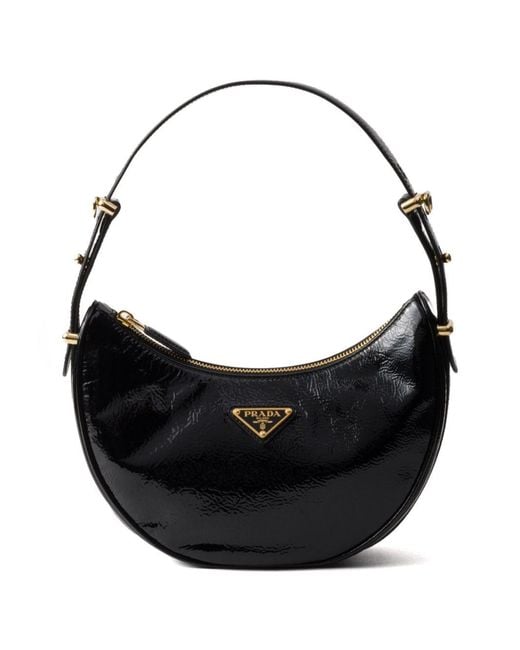 Prada Black Arqué Patent Leather Bag