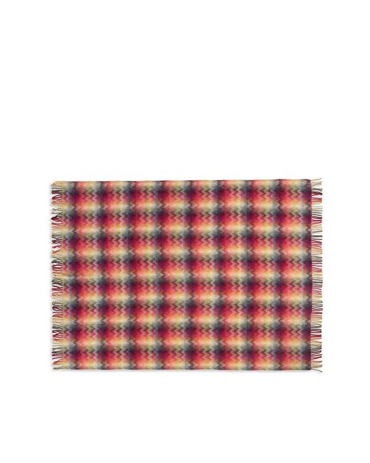 Missoni Red Throw Wool-Blend Chevron