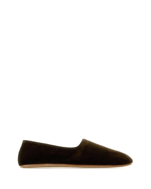 The Row Black Slip On Loafers