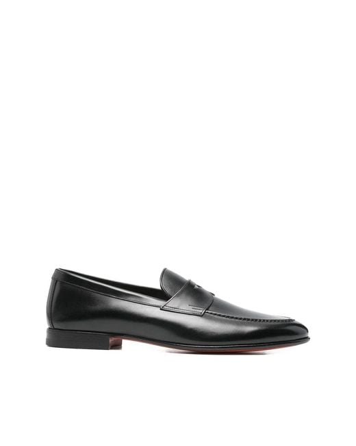 Santoni Black Loafers for men