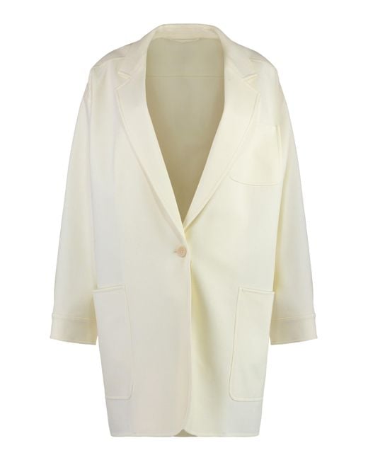 Max Mara White Elegant Virgin Wool Jacket For
