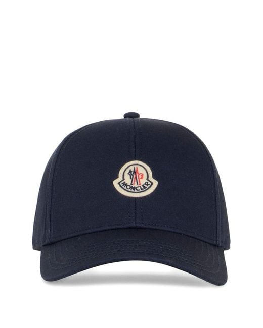 Moncler Blue Gabardine Logo Cap for men