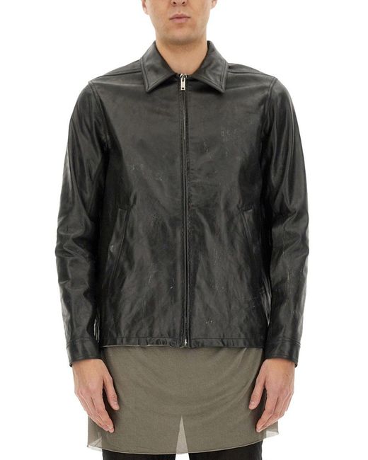 Rick Owens Gray Leather Jacket For for men