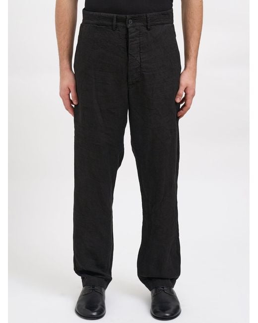 Daub Black Pantalone Worker Lino for men