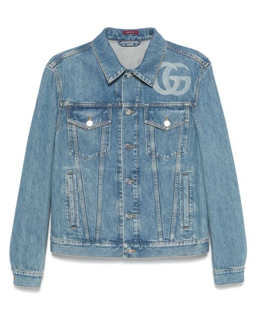 Gucci Blue Mid Wash Denim Trucker Jacket for men