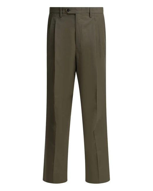 Prada Green Wide-Leg Wool Pants for men