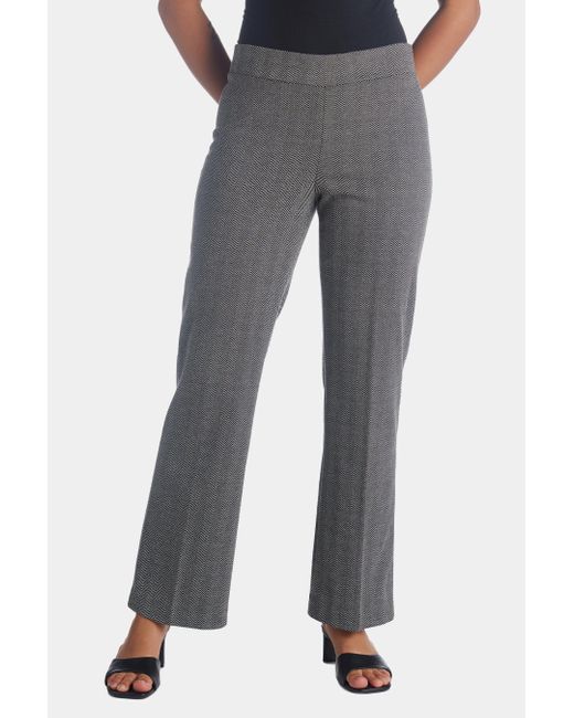 Anne Klein Herringbone Pull On Wide Leg Pant in Gray Lyst