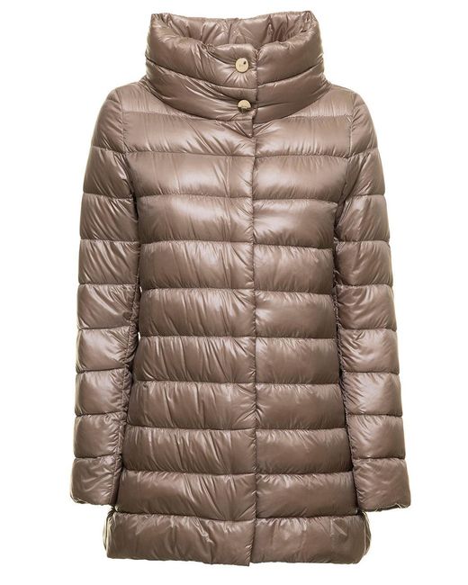 Herno Brown Amelia Taupe Colored Nylon Down Jacket