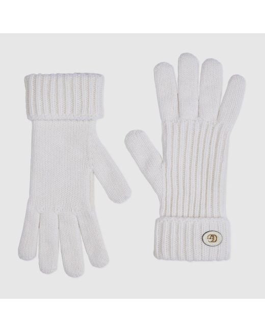 Gucci White Gg Wool Gloves for men