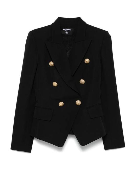 Balmain Black Grain De Poudre 6-Button Tailored Jacket