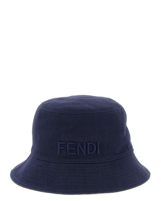 Fendi Blue Reversible Denim Bucket Hat