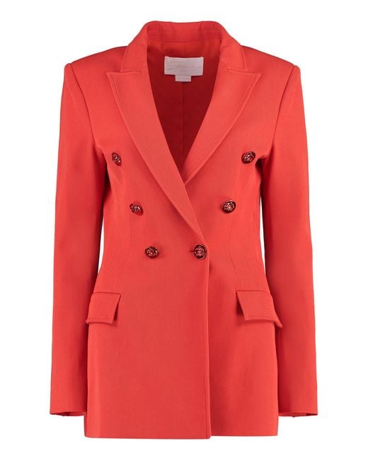 Women's Red Double-Breasted Wool Blazer