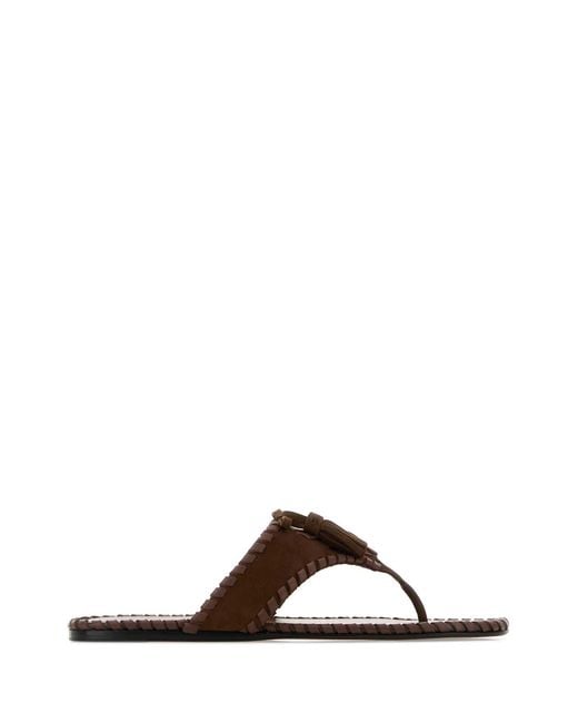 Prada Brown Suede Thong Slippers