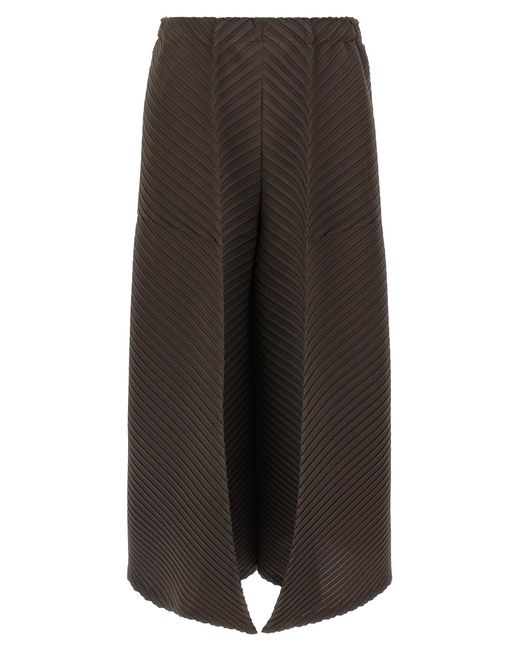 Women's Black Plaster Pleats Solid Pants