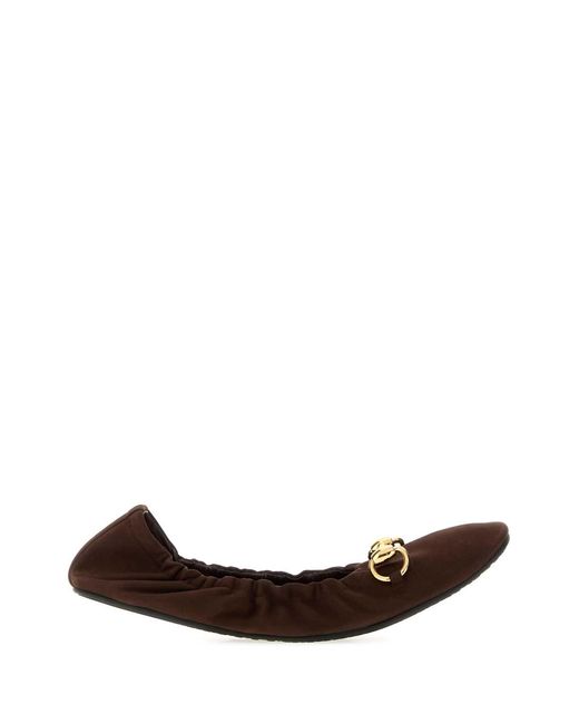 Gucci Brown Solid Ballerinas Ballet Flats